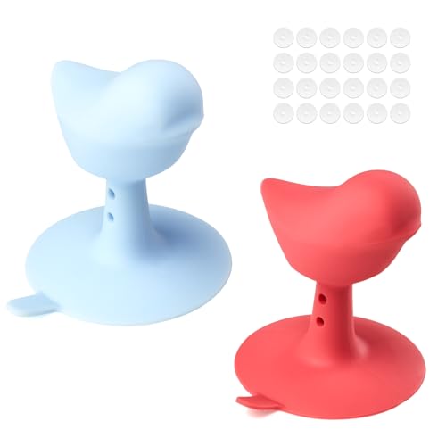 2-Pack Bird-Shaped Ruler Grippers + 24pcs Non-Slip Silicone Grip Dots