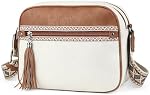 FADEON Crossbody Bags Purses for Women Designer Lady Cross Body Bag PU Leather Shoulder Purse Wide Strap Tassel