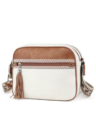Image of FADEON Crossbody Bags for Women, RFID 4 Card Slots | Vegan Crossbody with Wide Strap, Double-Zipper & Anti-Theft, Fits Kindle & Essentials, Lightweight for Work & Travel