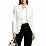 Seersucker Blazer for Women Casual Dressy Suit for Summer Spring Wedding Holiday Tuxedo Jacket Profeesional Coat White Size L