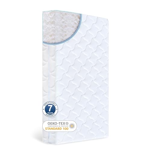 Image of Excibubblebearbb Washable Crib and Toddler Mattress-Non-Toxic,100% Breathable Polymer Core, With Soft Removable Cover, 2-STAGE, Deluxe 52'' x 27.6'' x 4'' Mattress For Crib & Toddler Bed (HG-03)