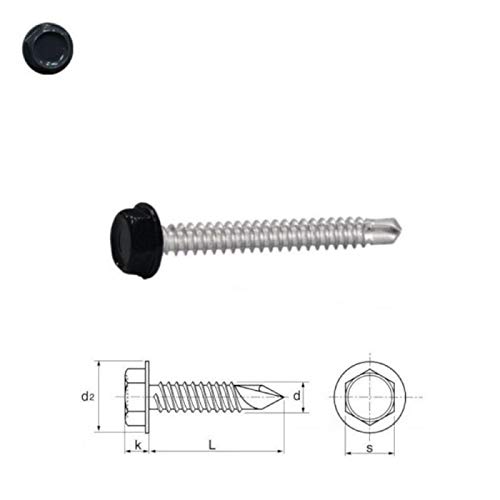 Selbstbohrschrauben, 4,8 x 16 mm, RAL 7016, Anthrazit, Sechskantkopf, verzinkt, 100 Stück Cover