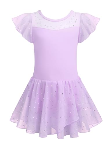Zaclotre Girls Ballet Leotards Ruffle Sleeve Sparkle Dance Leotard Toddler Ballerina Dress Outfits