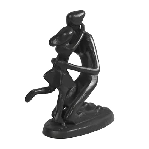 Estatua Abstracta Madre e Hija de Hierro Fundido Negra miniatura 3