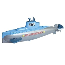 Miracland Wind-up Submarine Bath Toy, Battery-Free Clockwork Pigboat, Non-Toxic ABS Water Toy for Bathtub Pool Beach, Cute Military Sub Gift for Boys Girls (Grey Submarine)