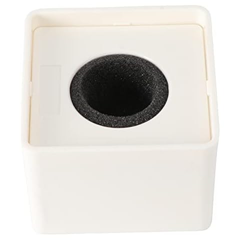 Sewroro Microphone Prop Microphone Flag Station Square Cube Shaped Interview Mic Microphone Logo Portable ABS Injection Square Mic Flag Station Logo ( White ) Cover