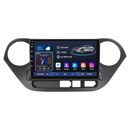 Radio de coche con pantalla táctil Android 14 de 10 pulgadas, 2 DIN, para Hyundai i10 2014-2017 con controles de volante CarPlay y Android, navegación GPS, cámara de respaldo AHD Bluetooth (YS50 (8+