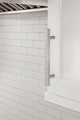 Image of Amerock 10 Pack 5-1 /16 inch Bar Pulls Square Polished Chrome Drawer Pull | 5-1 /16 inch (128mm) Center-to-Center Mounting Distance and 7-3 /8 inches Overall Length, Durable Zinc Cabinet Hardware