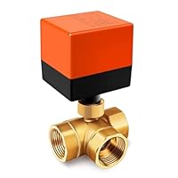 Foever Speed Elektrisches Ventil Absperr Umschalt Kugelventil Messing Absperrhahn 3 Wege,DN25 G1 Zoll, AC 230V, für Flusssteuerung Zonenventil Kugelventil