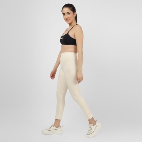 Image of Women's Cotton Stretchable Slim Fit Straight Pants Trouser for Casual Wear and Office Wear