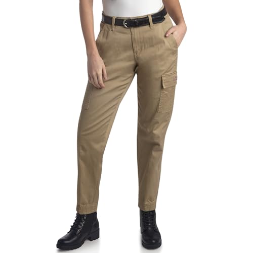 Image of Dickies Womens High Rise Cotton Twill Cargo Joggers Elastic Ankle