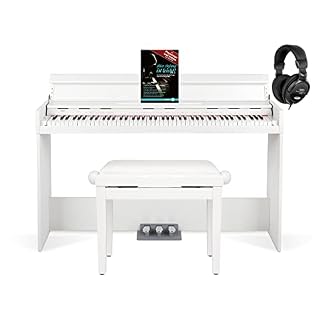 FunKey DP-1088 WM Piano numérique blanc mat Set incl. banc, casque et école - Les Beatles, Paul McCartney, John Lennon, RIngo Starr, George Harrison