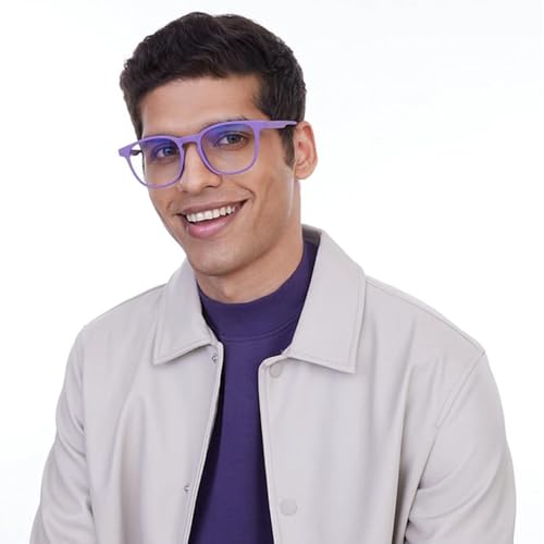 Image of HUSTLR Lenskart | Zero Power Bluecut & Antiglare Computer Eyeglasses | Full Rim Square Shape | As Seen On Shark Tank | For Men & Women | Large | LB E14058-XW