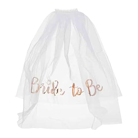 Bride to Be Veil, White Hen do Veil with Comb Hen Party Veil for Bridal Shower Engagement Wedding Bachelorette Party Cover