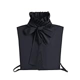 Women Fake Collar Detachable Dickey Collar Half Shirts Blouse Peter Pan Collar Palace Style Knotted Faux False Collar (Black, One Size)
