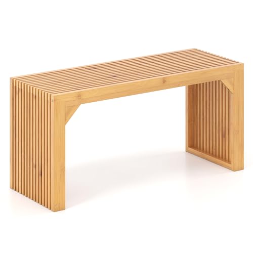 Giantex 36" Bamboo Dining Bench, 660Lbs Capacity, 2-Person Kitchen Table Bench for Living Room, Bedroom, Bathroom, Entryway Hallway, Front Door, End of Bed, Indoor Outdoor Use