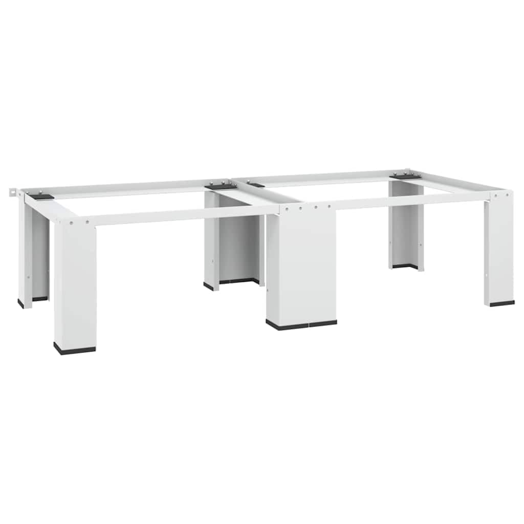 vidaXL Double Washing and Drying Machine Pedestal Washer and Dryer Stand Base Frame Washing Machine Raiser Accessories with Non-slip Pads Steel White