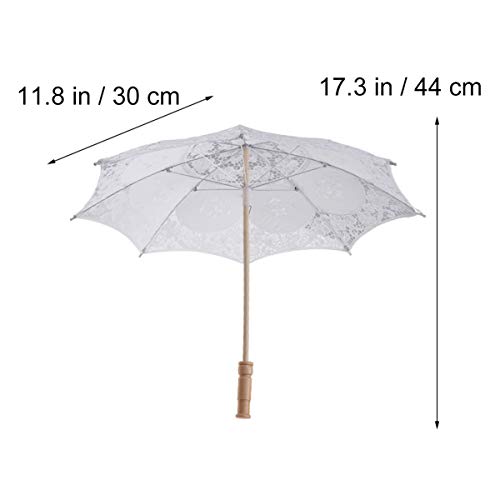 Toyvian Wedding Lace Umbrella Handmade Cotton Craft Umbrella Wedding Photography Prop Wedding Decoration (White) #TOP2
