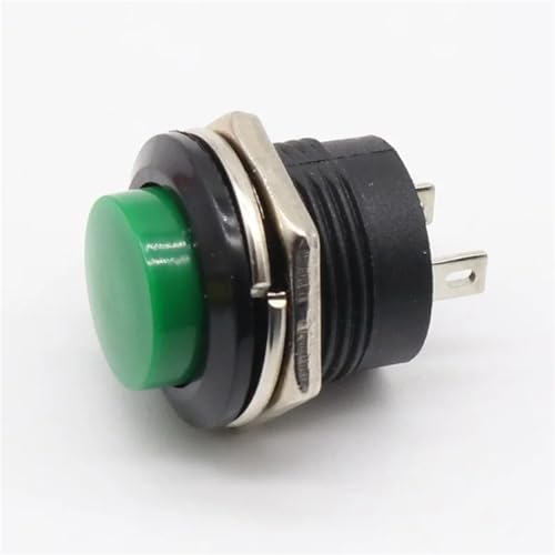 Interrupteur à bouton-poussoir vert 16mm momentané pour circuits électriques, lot de 12