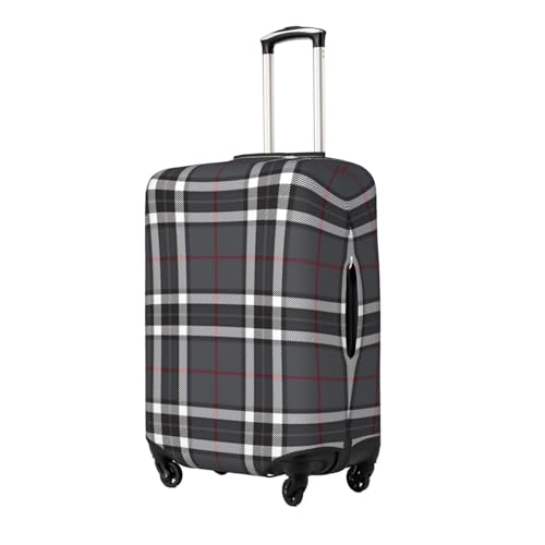 Gray-Tartan-Fabric-Textire Luggage Cover, Protective Washable Suitcase Cover - Travel Fashion Elastic Suitcase Protector Large2