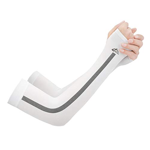 Sleeve Unisex Sleeves GloversSun Sport Basketball Riding Arm Protect Sunscreen Gloves Gloves Mittens (White, One Size)