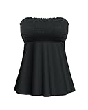 Black Tankini Swim Tops for Women - Bathing Suit Top No Bottom 2025 Bandeau Swimsuit Tops M