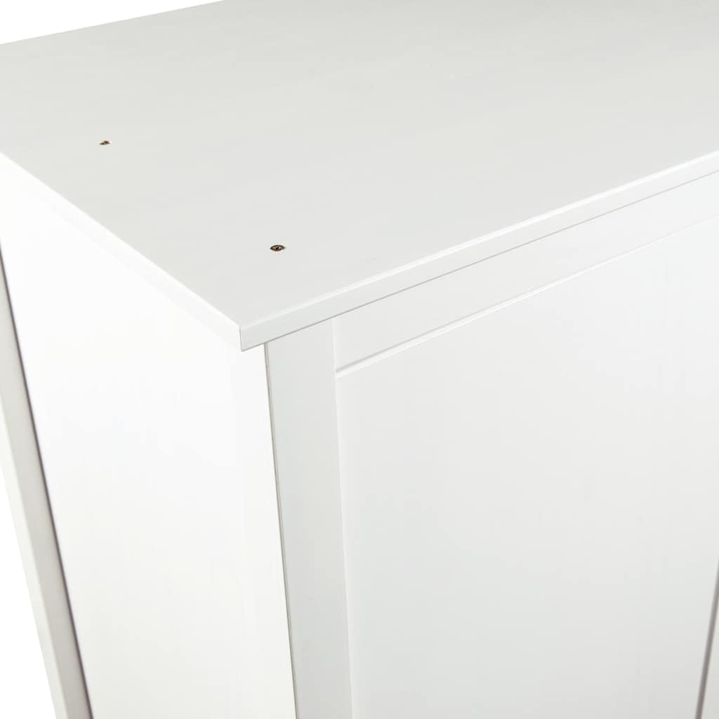 Kleiderschrank, 3 Türen, massives Kiefernholz, Weiß, 127 x 50 x 170