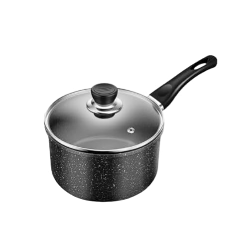 片手鍋 小さい鍋 ミルクパン ホーロー ミルクパン 16cm IH対応 おしゃれで便利なマルチポット 焦げ付きにくいフッ素加工 ガラス鍋蓋付き アウトドア 揚げ物やご飯調理 小型鍋 プレゼント (16cm,鍋 + ガラス蓋)