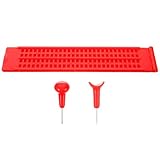 Vaguelly Braille Writing Board and 28 Cells Plastic Braille Plate Set with 2 Stylus Pens Visual Impairment Writing Aid for Blind Learning