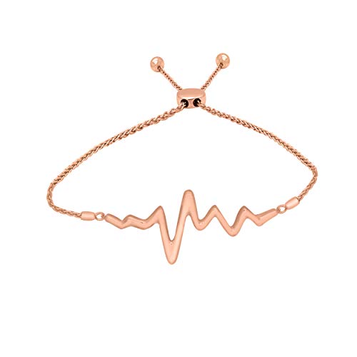 Heartbeat Adjustable Charm Bolo Bracelet In 18K Gold Plated 925 Sterling Silver | Heartbeat Bracelet