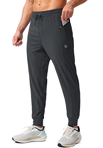Men's Joggers Pants With Zipper Pockets Stretch Athletic Sweatpants For Men Workout Jogging Running(Dark Grey, Small) #TOP2