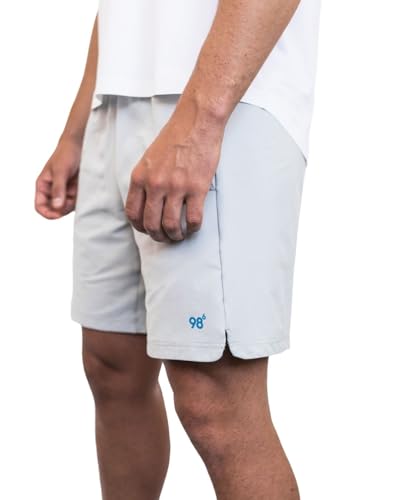 NinetyEight6 8 inch Inseam Mens Shorts : Patent, Quick Dry. Pickleball, Tennis, Gym, Golf, Running, Basketball (US, Alpha, Large, Regular, Regular, Grey)