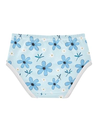 ZZKKO Cute Blue Daisy Floral Girls Underwear Toddler Panties for Girls Comfort Brief Size 2T2