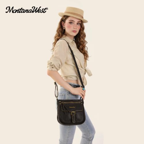 Image of Montana West Crossbody Bag for Women Multi Pocket Shoulder Medium Travel Purses Ultra Soft Washed Leather