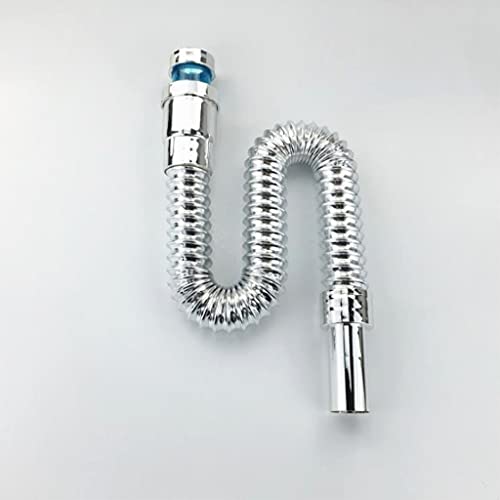 Desagüe flexible de acero inoxidable con bajante extensible para lavabos de baño 2