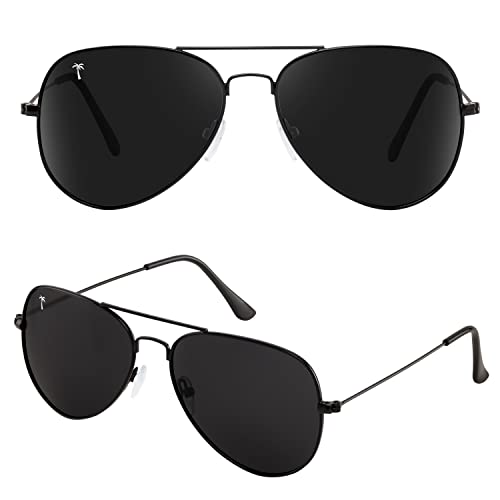 Aviator Style Polarized Sunglasses Black, Black Adult