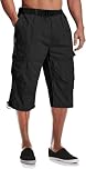 MAGCOMSEN Men's Shorts Cargo Work 3/4 Length Below Knee Carpi Short Summer Casual Lightweight Cotton Pants with Multi Pockets Black,38