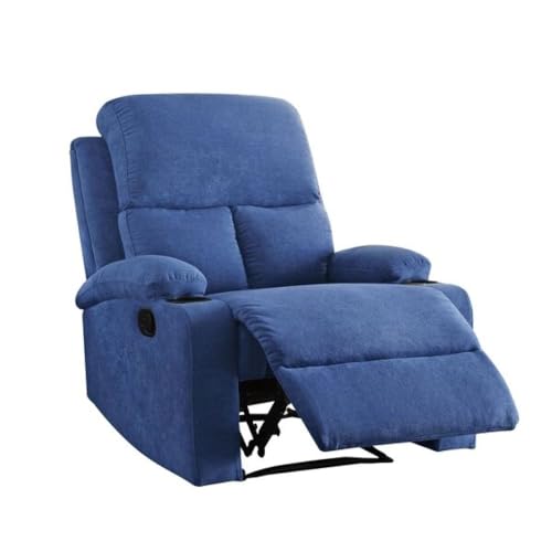 Image of Torque Fabio 1 Seater Fabric Recliner Chair for Home Blue | Manual Recliner Sofa 1 Seater Recliner for Valentine Gifts for Husband Wife Home Decor