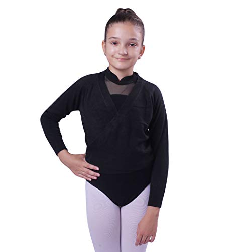 WOOSUN Girls Classic Dance Knit Wrap Sweater Long Sleeve Ballet Gymnastics Crossover Cardigan Wrap Top3