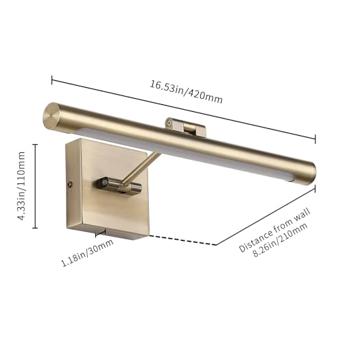 Image of Joosenhouse LED Picture Lights for Paintings Bronze Finish 16.53 inch Long Swing Arm Display Wall Art Light 7W Gallery Hallway Lighting Over Pictures,Hardwired Connection 3000K (Pack of 2)
