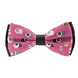 HEBVASS Fashion Butterfly Bow Tie for Teens & Adults, Pre-Tied Adjustable School Uniform Rave Party Creative Decoration, Guinea Pigs And Cupcakes Bowtie