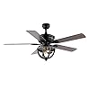 JONATHAN Y JYL9613A Jasper Farmhouse Industrial Iron Dome Shade LED Ceiling Fan with Remote for Bedroom Living Room Dining Room 52 2 Light Black