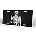 Skull Human Skeleton Posing Isolated Over Front License Plate Aluminum Decorative License Plates Funny Metal Car Plate 6