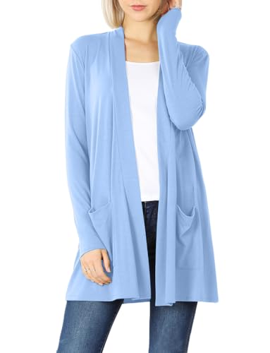 Image of Women's Open Front Cardigan Long Sleeve with Pockets Casual Outwear