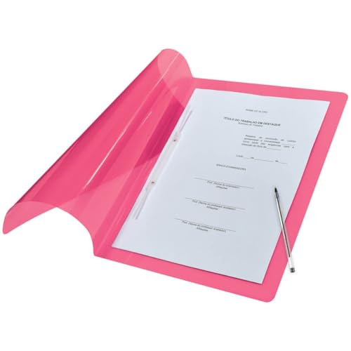 Pasta Plástica com Grampo e Trilho, Ofício, Pacote com 10 Unidades, Vermelho, Dac