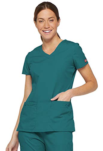 Image of Dickies Women's Jr. Fit V-Neck Scrub Top Multiple Patch Pockets