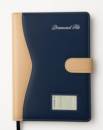 Image of Faux Leather Professional File Folder for Documents and Certificates - 20 Leafs - Conference Folder - Business Organizer (Blue) Multicoloured
