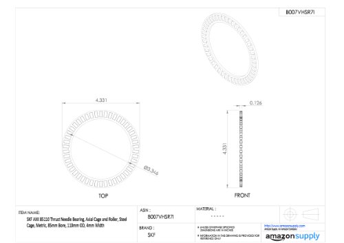 SKF AXK 4060 Thrust Needle Bearing, Axial Cage and Roller, Steel Cage, Metric, 40mm Bore, 60mm OD, 3mm Width