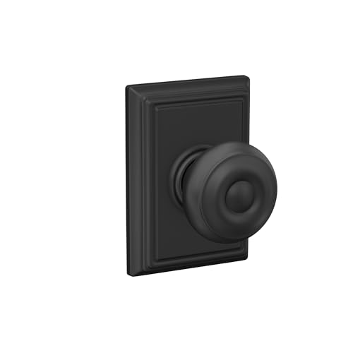 Image of Schlage F10 GEO 622 ADD Georgian Door Knob with Addison Trim, Hall & Closet Passage Lock, Matte Black