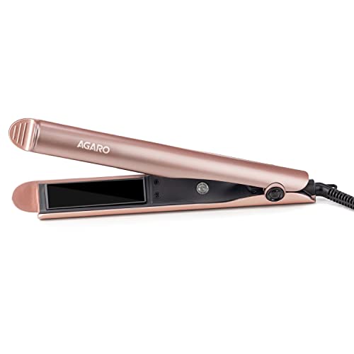 AGARO Hair Straightener&Curler, 2-In-1 Twist Angled Ceramic Coated Floating Plates, 3 Temperature Settings, Fast Heating, Ptc Heating, Straightening, Curling, Styling For Women, Hs1927, Rose Gold